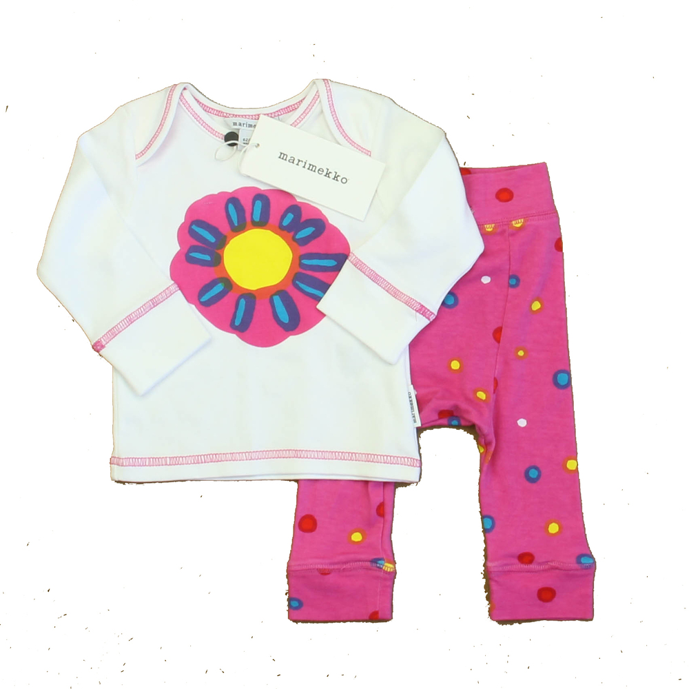 Marimekko Girls White | Pink Floral Apparel Sets size: 3 Months